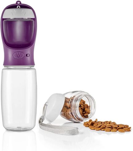 WePet Portable Dog Water Bottle with Food Container, 12 OZ + 6 OZ, Leak Proof Puppy Water Dispenser with Drinking Feeder for Pets Outdoor Walking, Hiking, Travel, Food Grade Plastic in Saudi Arabia