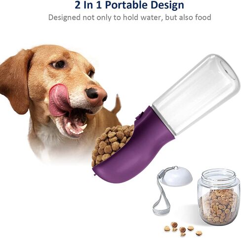 WePet Portable Dog Water Bottle with Food Container, 12 OZ + 6 OZ, Leak Proof Puppy Water Dispenser with Drinking Feeder for Pets Outdoor Walking, Hiking, Travel, Food Grade Plastic in Saudi Arabia