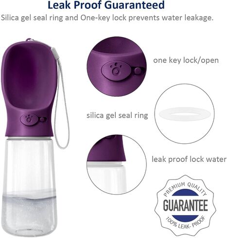 WePet Portable Dog Water Bottle with Food Container, 12 OZ + 6 OZ, Leak Proof Puppy Water Dispenser with Drinking Feeder for Pets Outdoor Walking, Hiking, Travel, Food Grade Plastic in Saudi Arabia