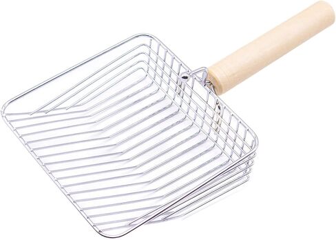 مغرفة فضلات القطط من إل دي دوج، مغرفة فضلات القطط المعدنية، مجرفة عميقة، مقبض خشبي، صندوق فضلات سريع الغربلة للقطط والقطط الصغيرة (فضي) in Kuwait