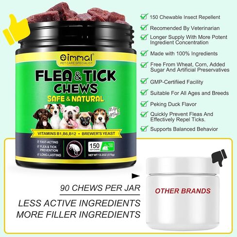 الوقاية من البراغيث والقراد للكلاب، 150 قرصًا قابلاً للمضغ، مكمل مضغ البراغيث والقراد الطبيعي للكلاب، حبوب البراغيث عن طريق الفم لجميع السلالات والأعمار، حبوب منع البراغيث عن طريق الفم للكلاب in Kuwait