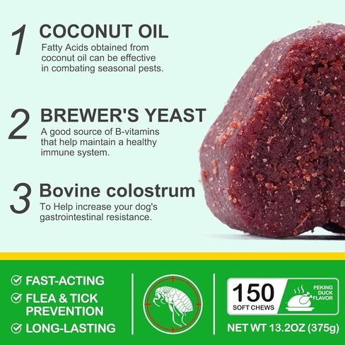 الوقاية من البراغيث والقراد للكلاب، 150 قرصًا قابلاً للمضغ، مكمل مضغ البراغيث والقراد الطبيعي للكلاب، حبوب البراغيث عن طريق الفم لجميع السلالات والأعمار، حبوب منع البراغيث عن طريق الفم للكلاب in Kuwait