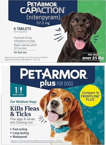 PetArmor CAPACTION (nitenpyram) Oral Flea Treatment for Dogs, Fast Acting Tablets Start Killing Fleas in 30 Minutes, Dogs Over 25 lbs, 6 Doses (Pack of 1) (Packaging May Vary) in Saudi Arabia