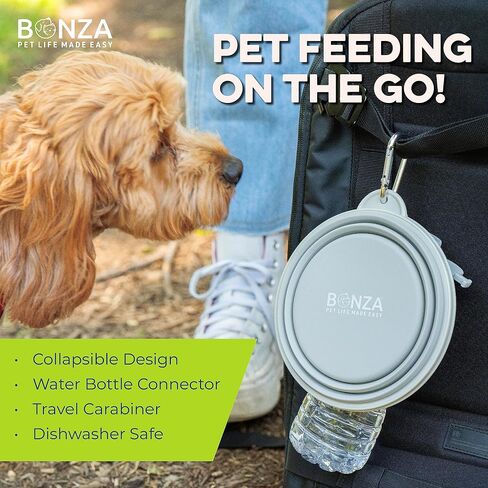 Bonza Collapsible Dog Bowl Large 33 oz, Silicone Travel Bowl, Moss Green in Kuwait