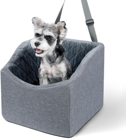Dog Car Seat Booster - Upgraded Dog Booster Seat with Safety Design, Car Seat for Dogs with Car Anxiety, Pet Dog Car Seat Easy Clean-Up and Easy-Install (Small Gray Car Seat) in Kuwait