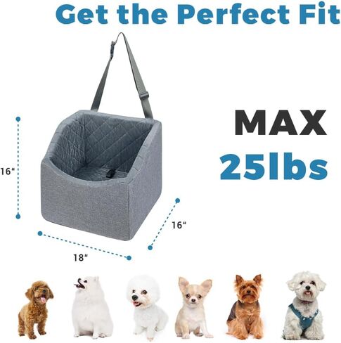 Dog Car Seat Booster - Upgraded Dog Booster Seat with Safety Design, Car Seat for Dogs with Car Anxiety, Pet Dog Car Seat Easy Clean-Up and Easy-Install (Small Gray Car Seat) in Kuwait
