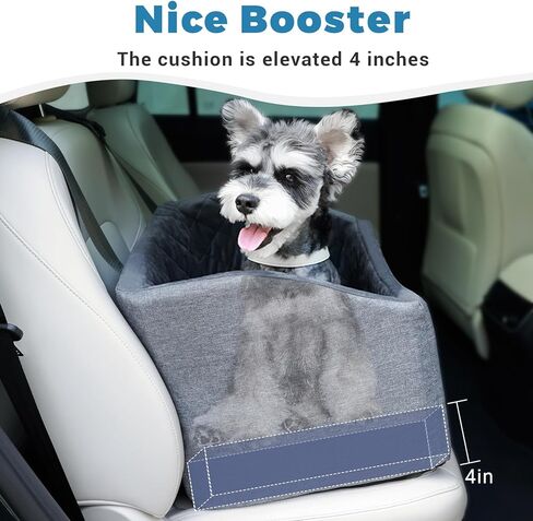 Dog Car Seat Booster - Upgraded Dog Booster Seat with Safety Design, Car Seat for Dogs with Car Anxiety, Pet Dog Car Seat Easy Clean-Up and Easy-Install (Small Gray Car Seat) in Kuwait