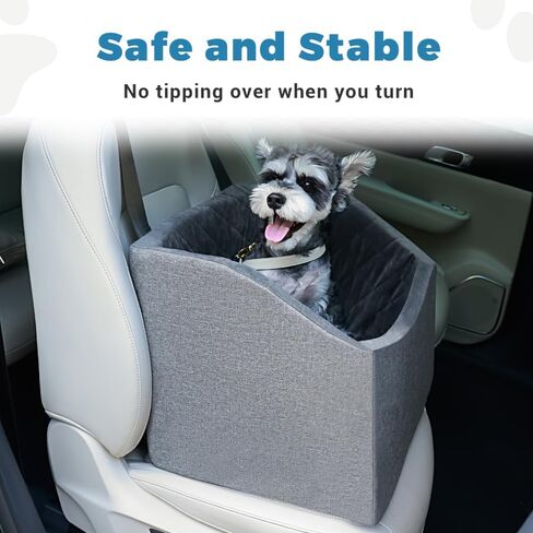 Dog Car Seat Booster - Upgraded Dog Booster Seat with Safety Design, Car Seat for Dogs with Car Anxiety, Pet Dog Car Seat Easy Clean-Up and Easy-Install (Small Gray Car Seat) in Kuwait