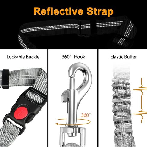 Chew Proof Dog Car Seat Belt, 2 in 1 Steel Cable Dog Car Accessories Headrest Restraint for Medium Large Dogs Chewer Heavy Duty Dog Seatbelts for Cars Swivel Attach in Kuwait
