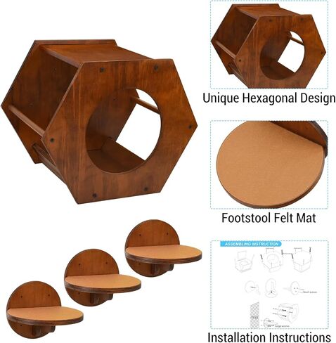 Cat Wall Furniture, Cat Wall Shelves Fit Cat Up to 15Lbs, 1 Cat Shelf and 3 Cat Wall Steps with Scratching Pad,Cat Climbing Shelf and Perch for Wall, Cat Shelves Wall Mount, Gift for Cat in Saudi Arabia