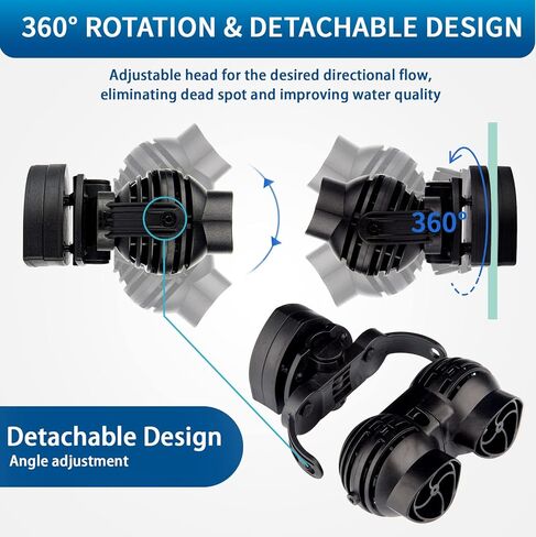 FREESEA Aquarium Powerhead Wave Maker: 1050 GPH Circulation Wavemaker Pump - 360° Adjustable Power Head with Magnetic Suction for 1-55 Gallon Fish Tank | Saltwater | Freshwater in Kuwait