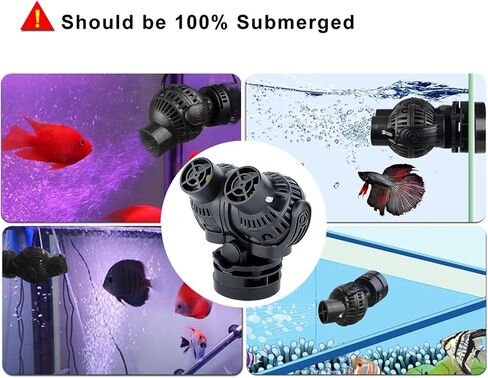 Aquarium Wave Maker Pump: 6W 1056GPH 360°Adjustable Power Head Fish Tank Circulation Pump with Magnet Suction Base for Freshwater | Saltwater Black in Kuwait