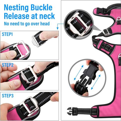 حزام صدرية للكلاب بدون سحب من بلوتوس بيت، يمكن تحريره عند الرقبة، صدرية عاكسة قابلة للتعديل مضادة للاختناق للكلاب، مبطنة ناعمة مع مقبض تحكم سهل، للكلاب الصغيرة والمتوسطة والكبيرة (L، رمادي) in Kuwait