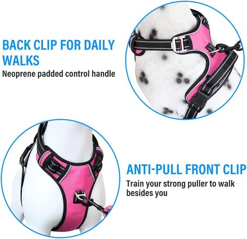 حزام صدرية للكلاب بدون سحب من بلوتوس بيت، يمكن تحريره عند الرقبة، صدرية عاكسة قابلة للتعديل مضادة للاختناق للكلاب، مبطنة ناعمة مع مقبض تحكم سهل، للكلاب الصغيرة والمتوسطة والكبيرة (L، رمادي) in Kuwait