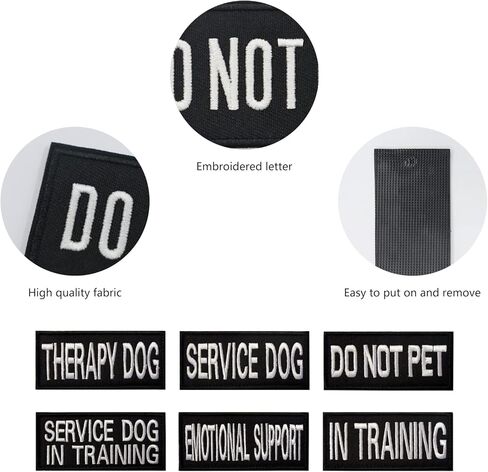 6 PCS Service Dog Patch Ask to Do Not Pet Patch Removable Service Dog Vest Patches in Training Dog Patches for Dog Harness Vest Collar Classic Patterns 3.5 X 1.6 Inch in Kuwait