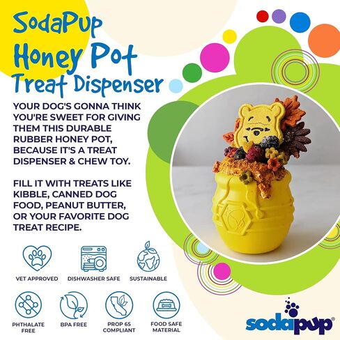 وعاء زهور SodaPup - موزع طعام متين للكلاب ولعبة مضغ مصنوعة في الولايات المتحدة الأمريكية من مادة مطاطية غير سامة وآمنة للحيوانات الأليفة وآمنة للطعام للتحفيز الذهني، ومشاكل المضغ، وتهدئة الأعصاب، والمزيد in Kuwait