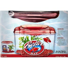 Marina Betta Pals Kit, Betta Fish Aquarium Starter Kit, Burgundy, 13405 in Kuwait
