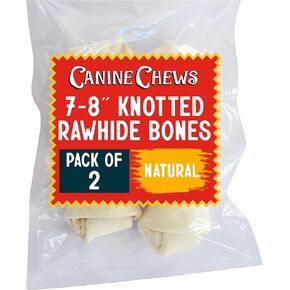 Canine Chews 7-8" Dog Bone Rawhide for Large Dogs Aggressive Chewers Dog Chew Toy All Natural Home-Safe Odor-Free USA Premium Beef Hide 2 Pack in Kuwait