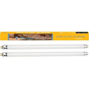 2 حزمة 24W-Watt T5 HO الزواحف الخفيفة الصحراء UVA UVB 10.0 أنبوب الفلورسنت - 22 "غطاء تررم خفيف مناسب للسحالي الزواحف الصحراوية والتنين الملتحي ويعزز السلوك الطبيعي لمبة UVB (22 بوصة)