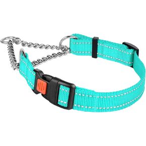 Timos Martingale Dog Collar for Small Medium Large Dogs with Safety Locking Buckle Reflective Adjustable Stainless Steel Chain Dog Collars