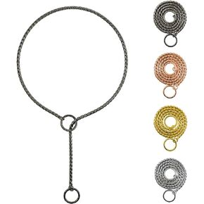 Heavy Duty Dog Choke Collar Slip Dog P Chain Snake Collar Plating Anti-Rust Dog Training Collars for Small Large Dogs Black/Gold/Silver/Rose Gold 15.5in-29.5in (17.5in, Rose Gold)