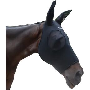Super Comfort Horse Fly Mask Elasticity Fly Mask with Ears UV Protection for Horse(S,Black)