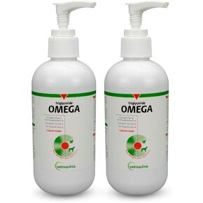 Vetoquinol Triglyceride Liquid Omega 3 Supplement for Dogs and Cats, Liquid Fish Oil Supplement with EPA and DHA, Promotes Skin, Coat, Joint, and Immune Health, Omega 3 Fish Oil for Dogs and Cats, 8oz