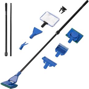 مجموعة أدوات تنظيف خزان الأسماك SOLEILLUNE، مجموعة تنظيف حوض السمك 5 في 1، بما في ذلك شبكة السمك، ومشط الحصى، ومكشطة الطحالب، وشوكة النبات، وفرشاة إسفنجة تنظيف زجاجية بمقبض طويل قابل للتعديل 21-31 بوصة in Kuwait