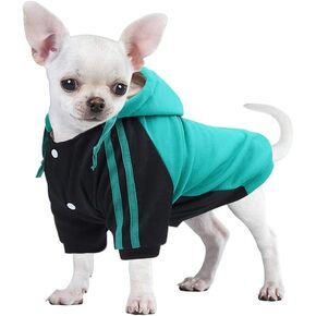 FEimaX Dog Hoodie Clothes Warm Hoodies Coat Pet Winter Hooded Puppy Sweaters Adjustable Sweater Shirt for Small Medium Dogs Doggy Hoody Shirts Outfits (Green, Small)