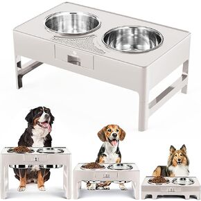 Elevated Dog Bowls, Stainless Steel Raised Dog Deep Bowl with Adjustable Stand, Double Dog Food and Water Bowl for Medium Large Dogs, 3 Heights 3.9", 7.8", 11.8" in Saudi Arabia