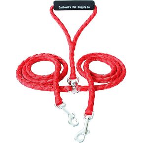 Caldwell's Pet Supply Co. Dual Dog Leash, Double Dog Leash for Two Dogs, Tangle Free, Heavy Duty Double Ended Tandem Leashes with Padded Handle with Tangle-free Swivel, for Small, Medium or Large Dogs