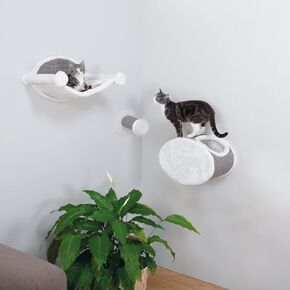TRIXIE Wall Mount XXL Cat Climbing Steps، أثاث القطط، عمود خدش، 3 قطع، رمادي