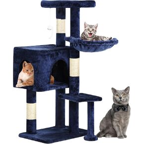 BestPet Cat Tree 36 inch Tall Cat Tower for Indoor Cats with Cat Scratching Post,Cat Condo Furniture Activity Centre with Cat Hammock & Funny Toy,Brown