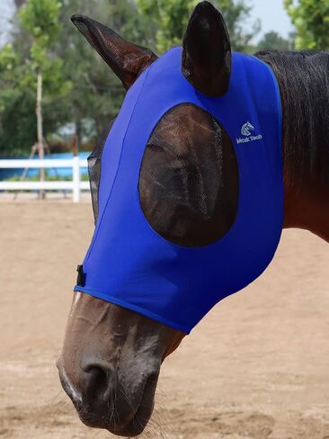 Mask Tech Horse Fly Mask Elasticity Breathable Fabric with UV Protection Soft Mesh for Horse Entwined Straps M in Saudi Arabia