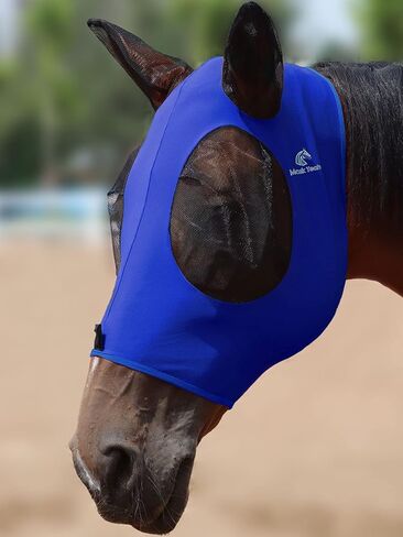 Mask Tech Horse Fly Mask Elasticity Breathable Fabric with UV Protection Soft Mesh for Horse Entwined Straps M in Saudi Arabia