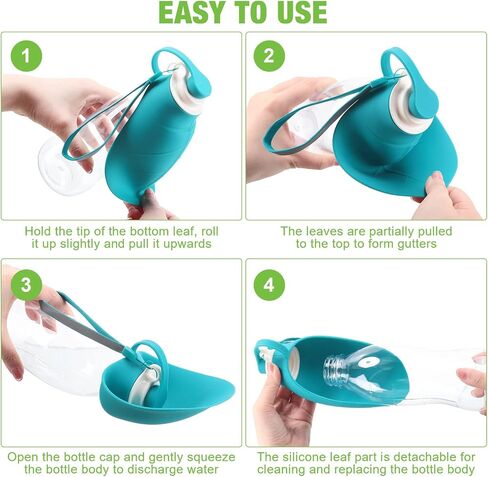 4 Pieces Portable Dog Water Bottle with Buckle 20oz Leakproof Pet Water Dispenser Feeder with Drinking Cup Dish Bowl for Dog Walking, Outdoor Hiking and Traveling for Small to Large Dogs and Cats in Saudi Arabia
