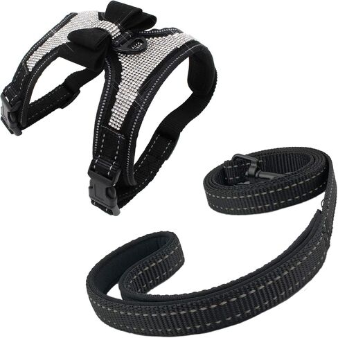 2pcs Bow Ties Bling Cute Dog Harness with Lead for Dog - Pink - XL in Kuwait