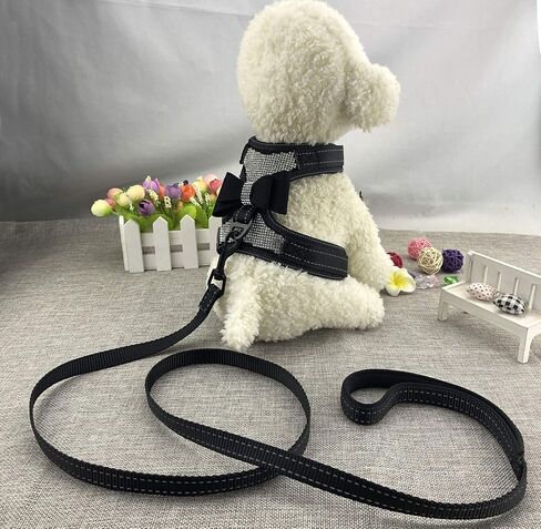 2pcs Bow Ties Bling Cute Dog Harness with Lead for Dog - Pink - XL in Kuwait