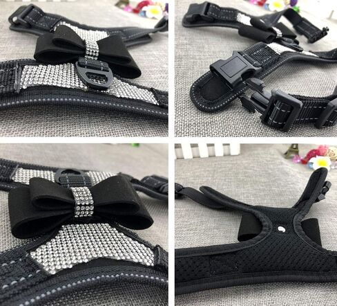 2pcs Bow Ties Bling Cute Dog Harness with Lead for Dog - Pink - XL in Kuwait