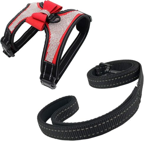 2pcs Bow Ties Bling Cute Dog Harness with Lead for Dog - Pink - XL in Kuwait