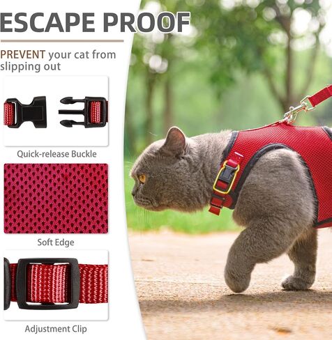 PUPTECK Soft Mesh Cat Vest Harness and Leash Set Puppy Padded Pet Harnesses Escape Proof for Cats Small Dogs Rabbits Bunny(Small, Black) in Kuwait