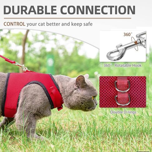 PUPTECK Soft Mesh Cat Vest Harness and Leash Set Puppy Padded Pet Harnesses Escape Proof for Cats Small Dogs Rabbits Bunny(Small, Black) in Kuwait