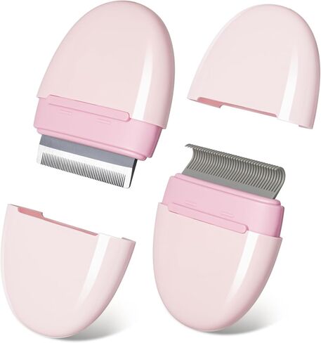 فرشاة العناية بالقطط من GRBISI، فرشاة تنظيف وتدليك الحيوانات الأليفة، فرش ناعمة للكلاب، جيب للقطط، مشط محمول من الفولاذ المقاوم للصدأ، شعر أسنان داخلي وخارجي لإزالة المعطف السفلي المتشابك بسهولة (مرصوف بالحصى، خوخ) in Kuwait