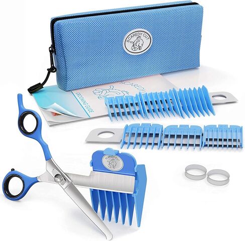 SCAREDY CUT Silent Pet Grooming Kit for Dog, Cat and all Pet Grooming - A Quiet Alternative to Electric Clippers for Sensitive Pets (Left-Handed Blue) in Saudi Arabia
