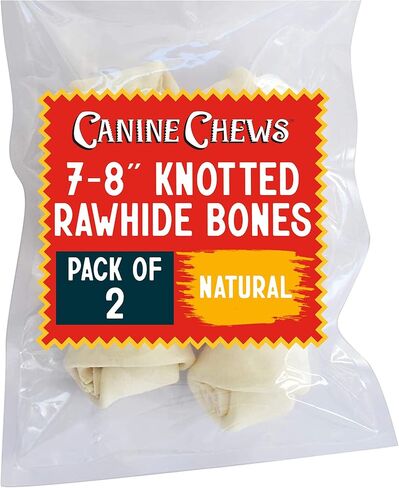 Canine Chews 7-8" Dog Bone Rawhide for Large Dogs Aggressive Chewers Dog Chew Toy All Natural Home-Safe Odor-Free USA Premium Beef Hide 2 Pack in Kuwait