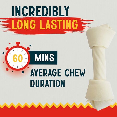 Canine Chews 7-8" Dog Bone Rawhide for Large Dogs Aggressive Chewers Dog Chew Toy All Natural Home-Safe Odor-Free USA Premium Beef Hide 2 Pack in Kuwait