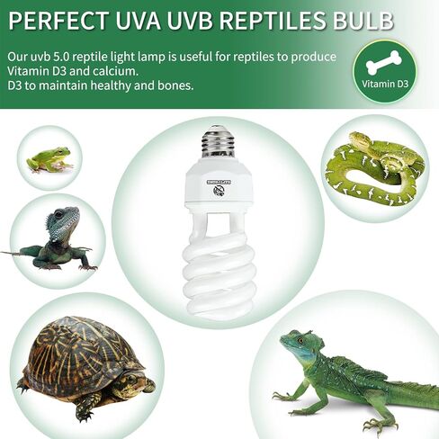 UVA UVB Reptile Light-15W 5.0,Tropical & Sub-Tropical Terrarium Compact Fluorescent Lamp,UVB Reptile Light Bulb for Snake,Chameleons,Iguanas in Saudi Arabia