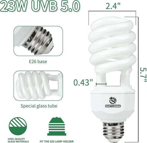 UVA UVB Reptile Light-15W 5.0,Tropical & Sub-Tropical Terrarium Compact Fluorescent Lamp,UVB Reptile Light Bulb for Snake,Chameleons,Iguanas in Saudi Arabia