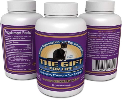 مكملات الورك والمفاصل المتقدمة للقطط من The Gift For Life، 60 قطعة حلوى قابلة للمضغ، كبد البقر الذواقة ذو الطاقة الشبابية، إبطاء الشيخوخة، زيادة الحيوية وطول العمر لجميع السلالات in Kuwait