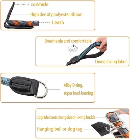 مقود Analovic سهل الانزلاق للكلاب بمقبض ناعم، مقود كلب متين عاكس بطول 6 أقدام، مقود تدريب للكلاب بدون سحب، مقود سهل الاستخدام للكلاب الصغيرة والمتوسطة والكبيرة. (L، الأزرق) in Kuwait